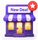 Illustration of a storefront with a "New Deal" tag