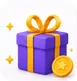Illustration of a gift box with coins