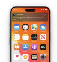 A phone lock screen showing a ZeroHour deal notification